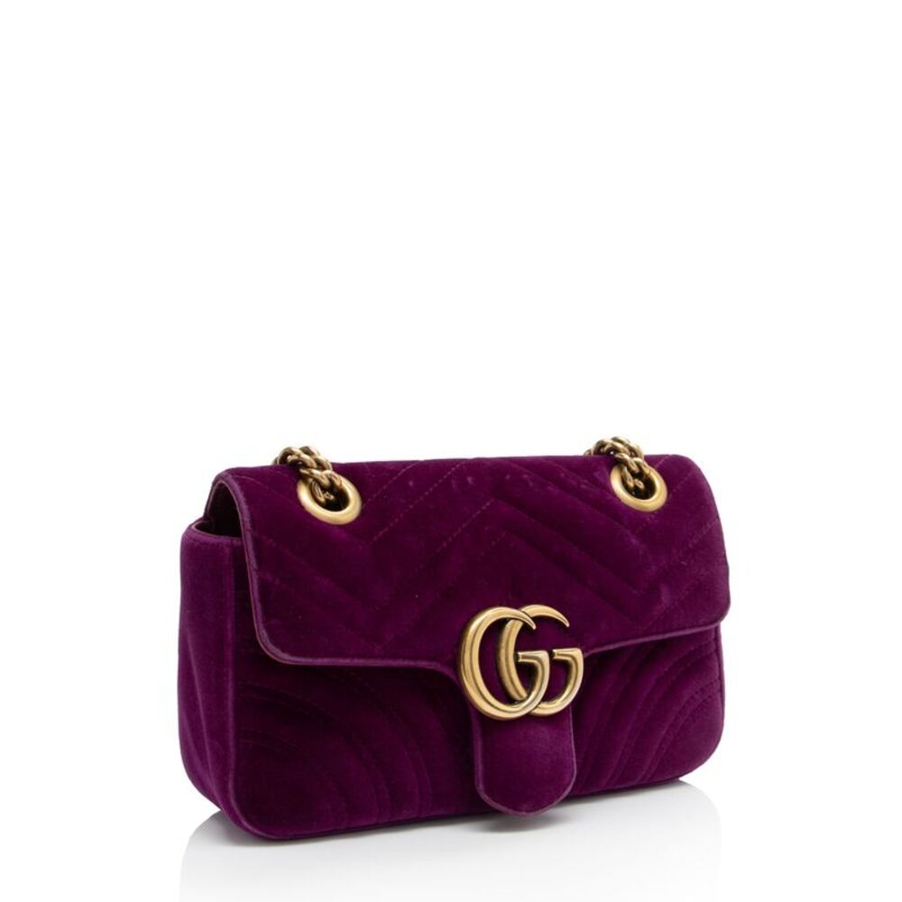 Gucci Matelasse Velvet GG Marmont Mini Flap  Bag - Picture 2 of 15